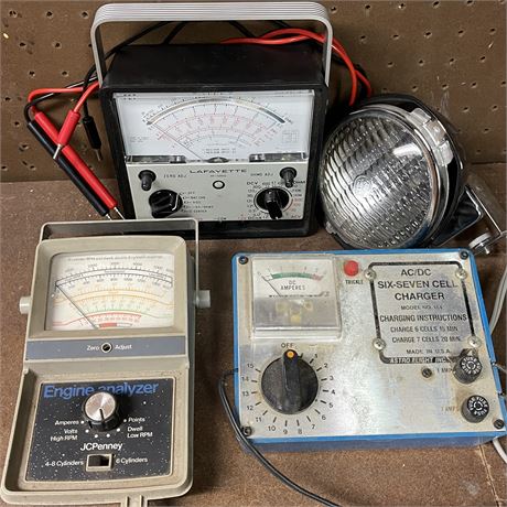Lafayette FET VOM Multimeter, Engine Analyzer, AC/DC 6-7 Cell Battery, Spotlight