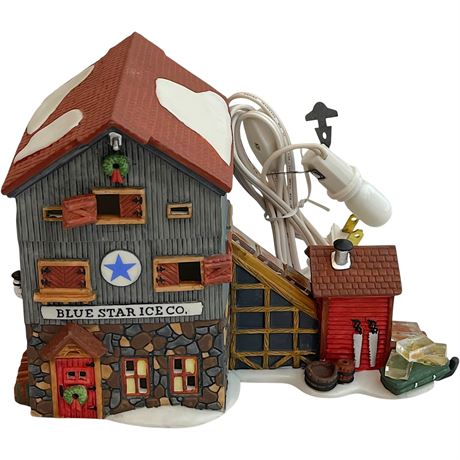 Heritage Village Collection "Blue Star Ice Co." Lighted Porcelain House