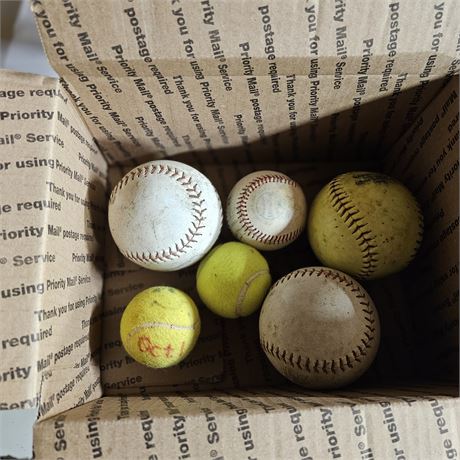 Softball and baseball  and tennis ball assortment