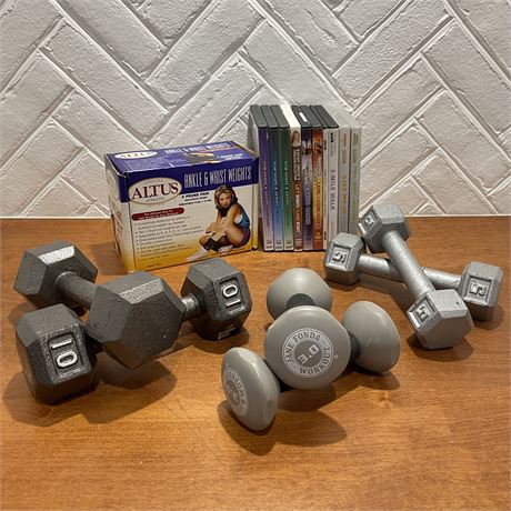 Workout Lot - Dumbbells, Ankle & Wrist Weights, and DVD's