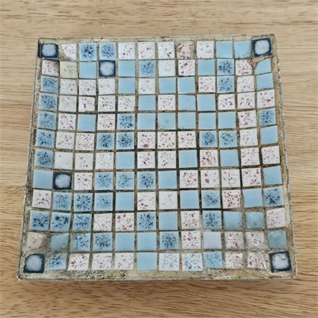Vintage square mosaic tile ashtray