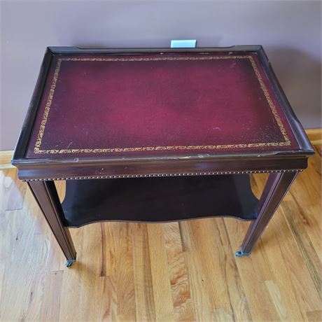 Leather Top Table on Wheels