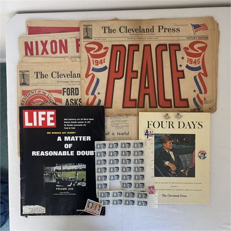 JFK Presidential Memorabilia with Vtg IKE Clip on Earrings and More
