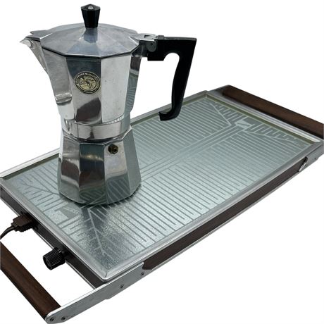 Vtg. Gemellina Express Stovetop Espresso Maker and Warming Tray