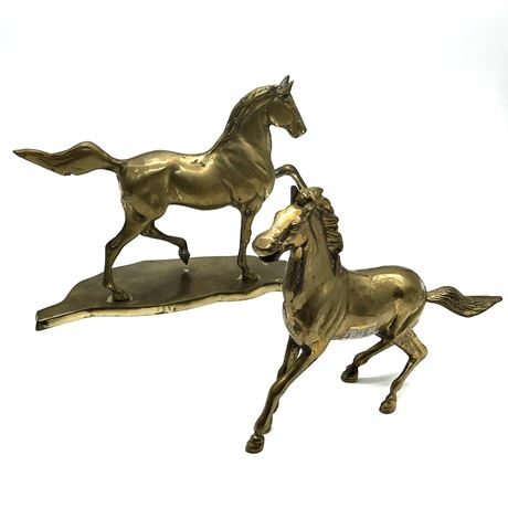 Pair of Brass Horse Figurines