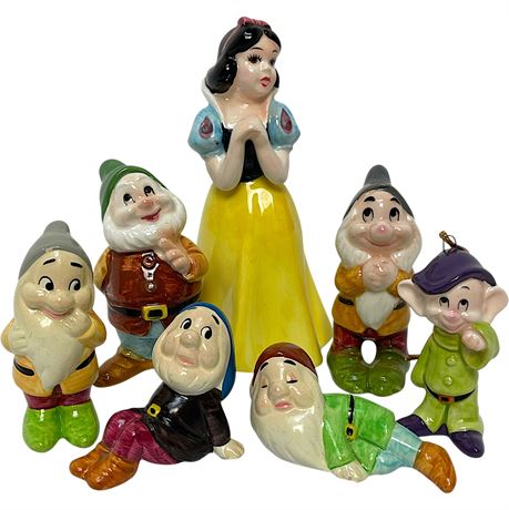 Vtg Disney Snow White and the Seven Dwarfs Ceramic Figurines - One Ornament