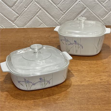 Shadow Iris 2 qt and 3 qt Corning Ware Lidded Casserole Dishes