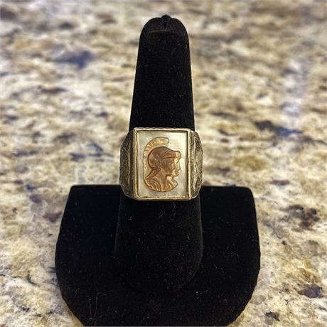 Antique Carved Abalone Shell Cameo Size 8.5 Ring