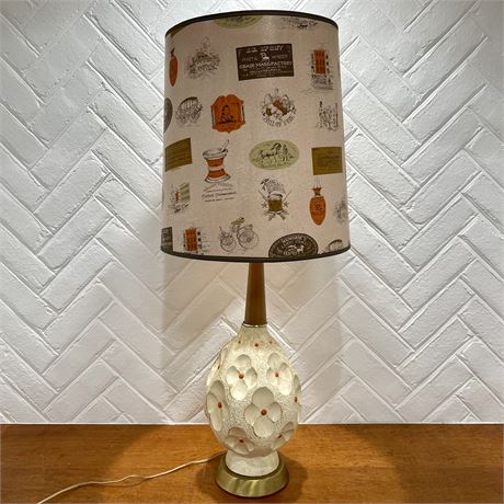Mid Century Geometric Lamp with Colonial Print Lampshade