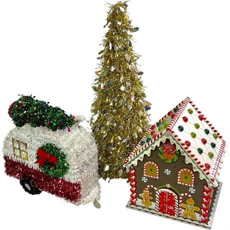 Christmas Tinsel Decor & Advent Calendar Gingerbread House