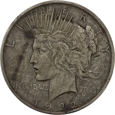 1922 Peace 90% Silver Dollar Coin