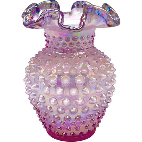 Fenton Opalescent Hobnail Ruffled Vase