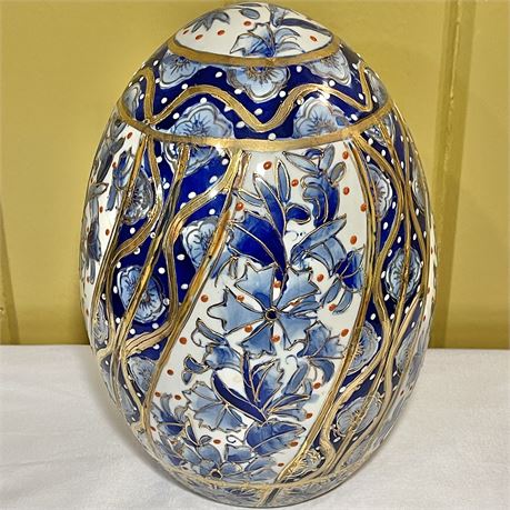 Vtg Satsuma Ware Oriental Hand-Painted Egg