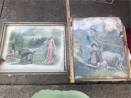 . The print on the left is titled "The Peacemaker" and depicts a man and two wom