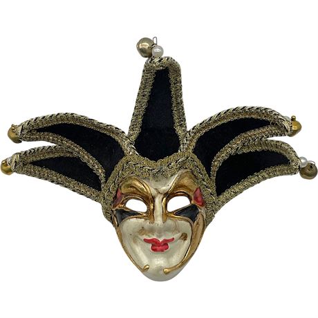Vtg Jester / Joker Hand Painted Wall Hanging Mask