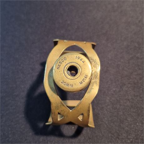 Brass Cuff Bracelet - 1944 Cannon Shell Casing