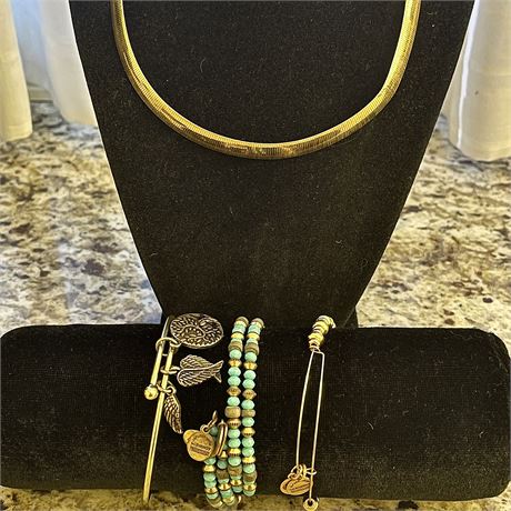 Alex and Ani Charm Bracelets with Italian Bronze Necklace Chain