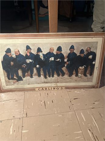 Carling's Ale advertising sign titled "Nine Pints of the Law".