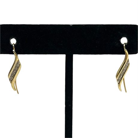 14K Yellow Gold & Diamond Flame Shaped Earrings