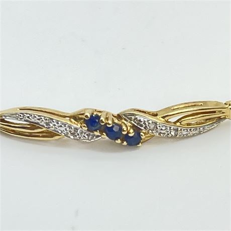 Women's 14K Gold Blue Sapphire and Diamond Bracelet