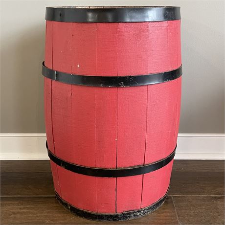 Antique Metal Banded Wood Barrel