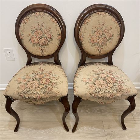 Pair of Louis XVI Armless Dining Chairs w/ Protective Covers
