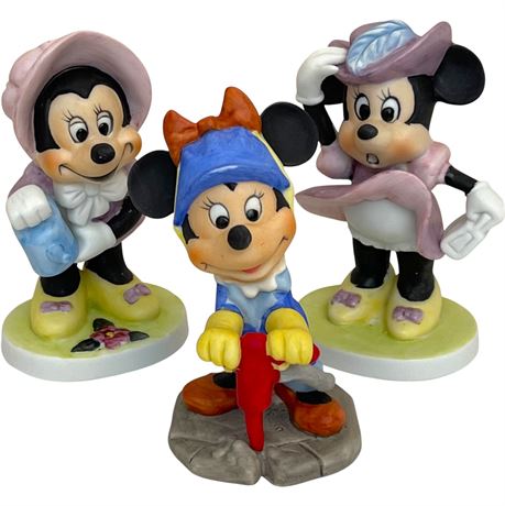 Walt Disney Minnie Mouse Bisque Porcelain Figurines