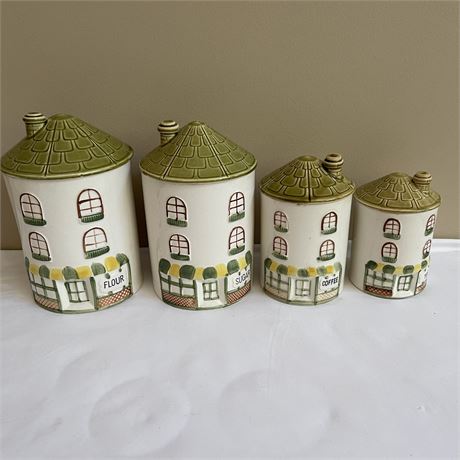 Set of 4 Ceramic Kitchen Canisters