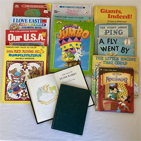Lot of Kids Vtg Coloring and Reading Books