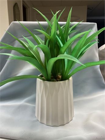 Artificial Plant with White Textured Planter
