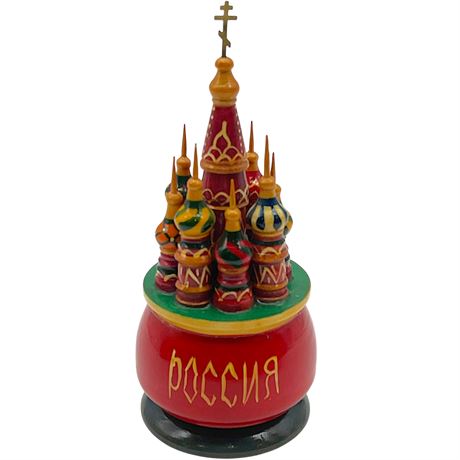 Hand-Painted Wooden Russian St Basil's Cathedral Replica Figurine