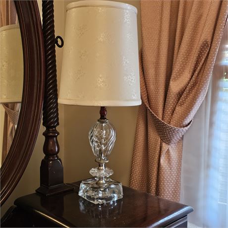 Small Glass Nightstand Lamp w/Shade 2 of 2