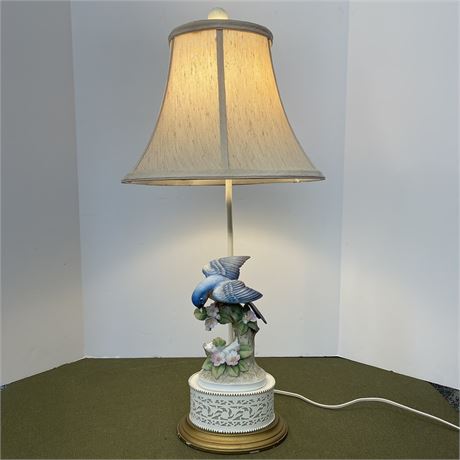 Vtg Andrea by Sedak Bisque Bluebird 3-way Table Lamp