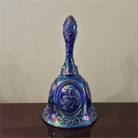 Fenton~Blue Iridescent Carnival Glass Mother & Child Bell