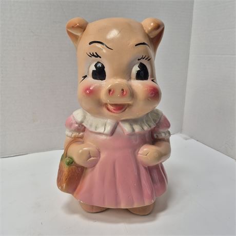 c1950 Vintage Chalkware Piggy Bank