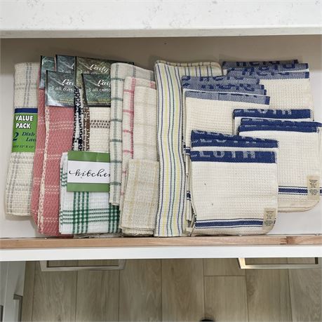 Large Assortment of Kitchen Dish Cloths with Williams Sonoma and More