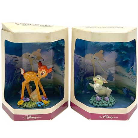 1942 Disney's Tiny Kingdom Bambi & Thumper Figurines w/ Original Boxes