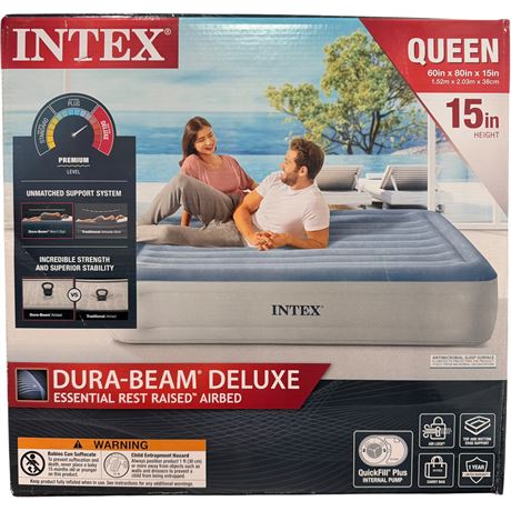 New Intex Queen Dura-Beam Deluxe Airbed