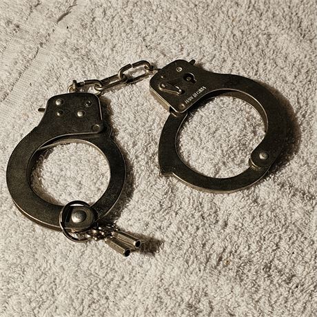 Pair of metal  handcuffs