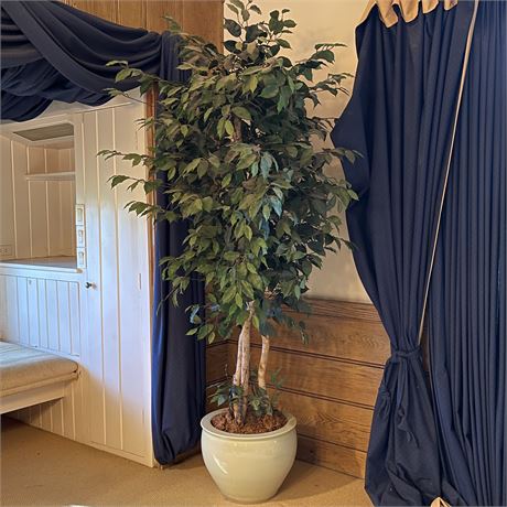 7' Artificial Tree in Light Blue Ceramic Pot