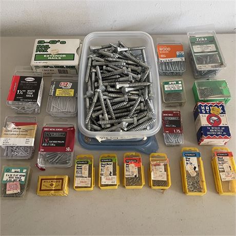 Assorted "Sorted" Screws, Nails, Tacks, Straps and Wire Nuts