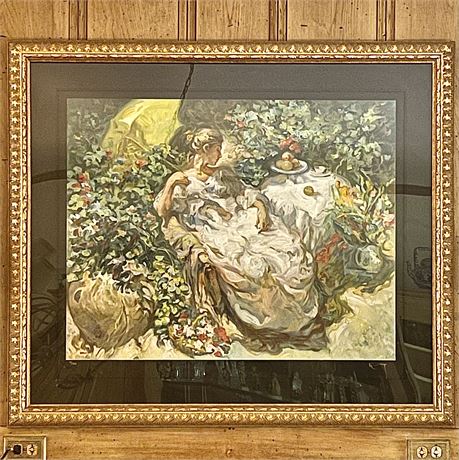 Jose Royo Signed 4/150 "Sentada En El Jardin" Framed Print