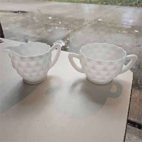 Milk Glass Creamer & Sugar