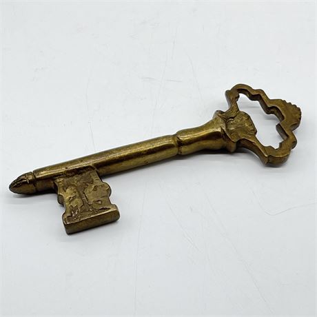 Vintage Solid Brass Decorative Paperweight Key - 6 7/8"L