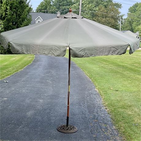 9' Leisure Ways Classic Market Umbrella with Metal Umbrella Stand