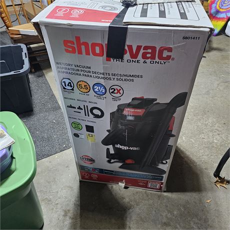 Shop-Vac 14 Gallon 5.5 Peak HP Wet/Dry Vacuum. Open Box