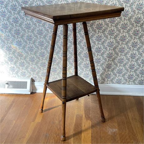 Antique Two-Tier Side Table with Spindle Legs