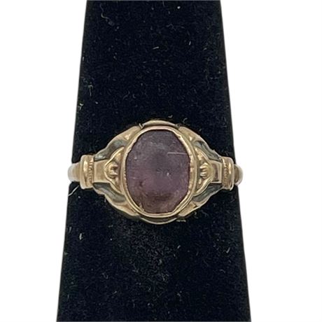 Antique 10K Yellow Gold Amethyst Budlong Docherty Armstrong BDA Size 4 Ring
