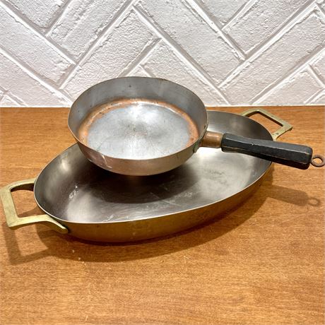 Paul Revere Copper and Stainless-Steel Double Handled Pan and Fry Pan
