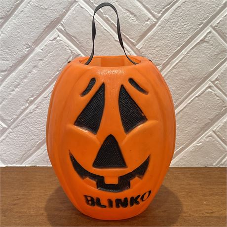 RARE Vtg "Blinko" Blow Mold Pumpkin Candy Pail